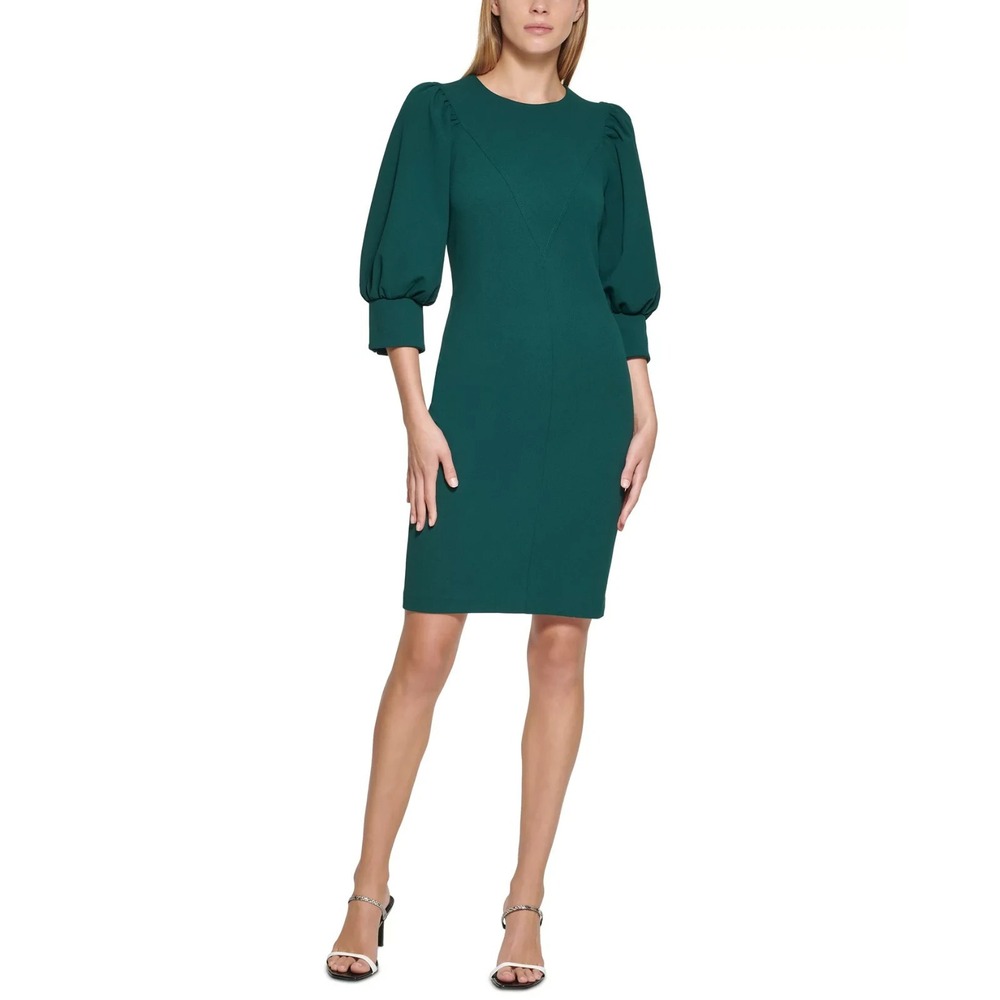 Calvin Klein Puff Sleeve Sheath Dress Green malachite Size‎ 14 New